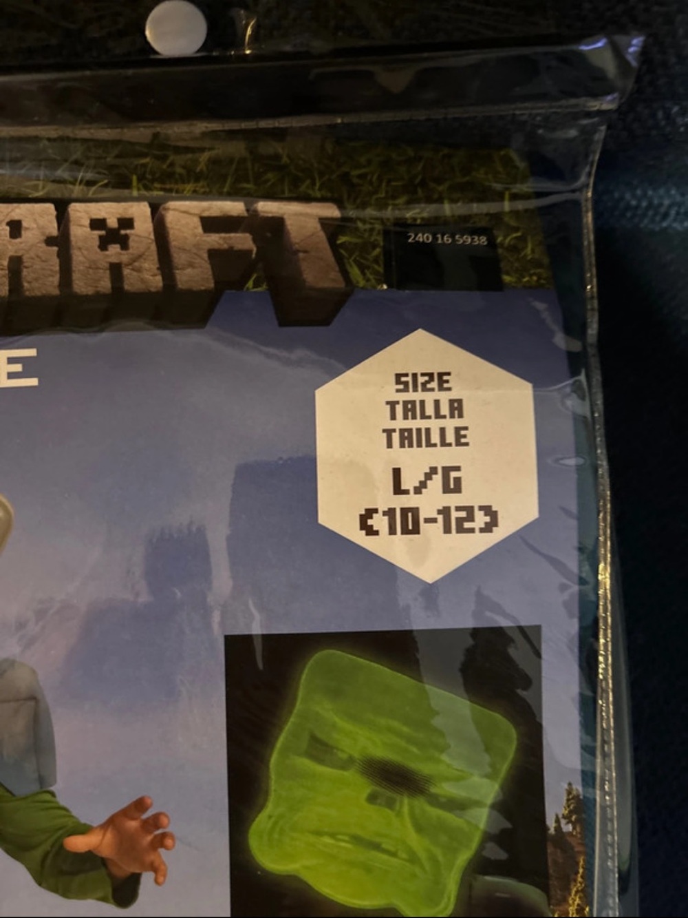 Minecraft Movie Kids Zombie Costume with Glow-In-The-Dark Mask - Blue & Green - Picture 2 of 7